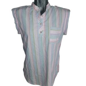 Sears Vintage 80's 90's Multi Colored Striped Sleeveless Top